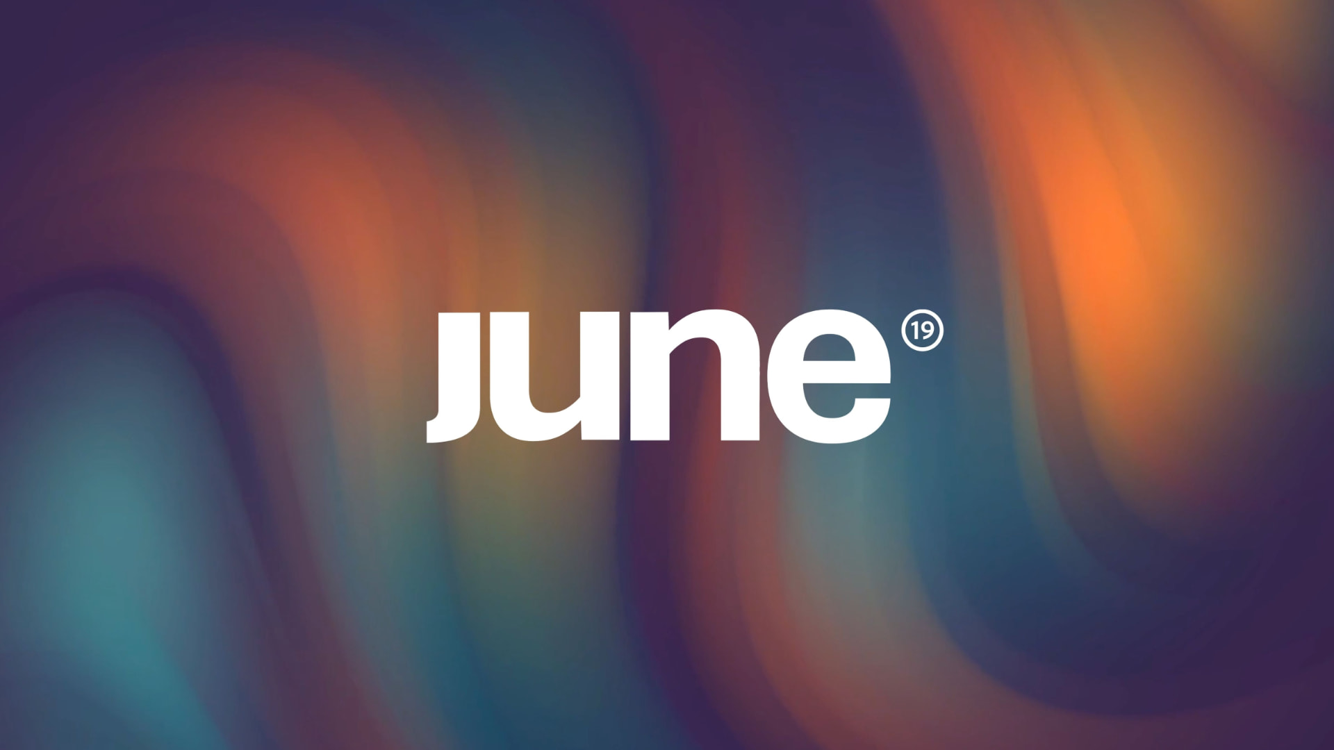 june19 logo on a soft orange, plum and teal gradient
